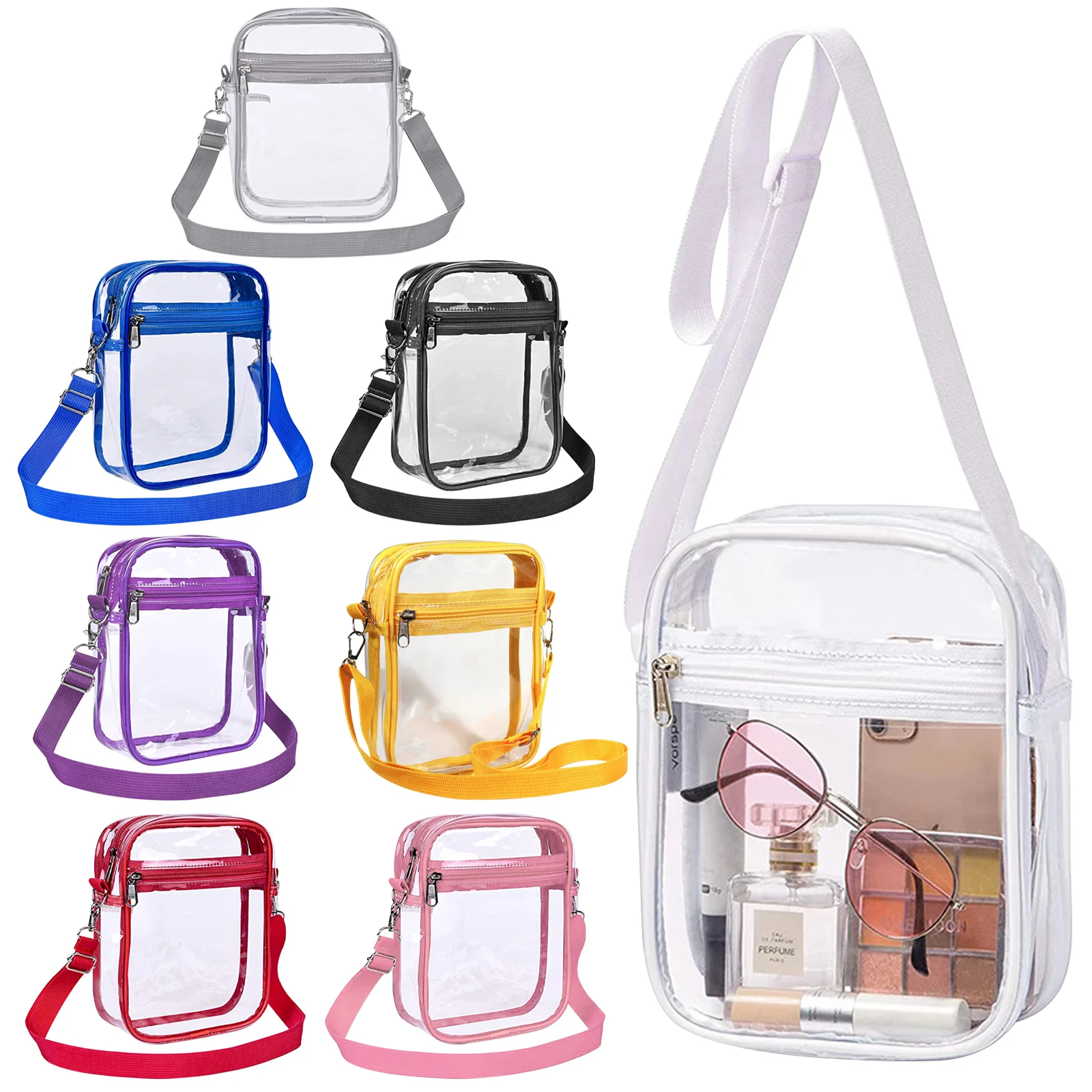Women Bags Polene - ผู้หญิงกระเป๋าสะพายใสสนามกีฬาได้รับการอนุมัติ PVC คอนเสิร์ตโปร่งใสกระเป๋า Crossbody กระเป๋าด้านหน้ากระเป๋าถือลําลอง