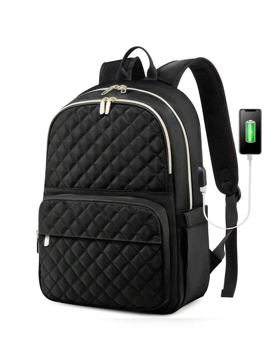 Women'S Work Bags Designer - กระเป๋าเป้สะพายหลังสำหรับผู้หญิงรุ่น Floless ดีไซน์คลาสสิกทนทานพร้อมลายควิลท์ กระเป๋าใส่แล็ปท็อปขนาด 14/15.6 นิ้วพร้อมช่องใส่แล็ปท็อป