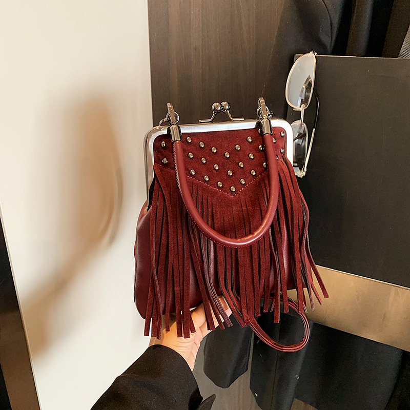 Women'S Bags New Collection - กระเป๋าถือแฟชั่นผู้หญิงแบบมีหมุด ประดับพู่ ดีไซน์เก๋ คอลเลคชั่นใหม่ ฤดูใบไม้ร่วง ฤดูหนาว
