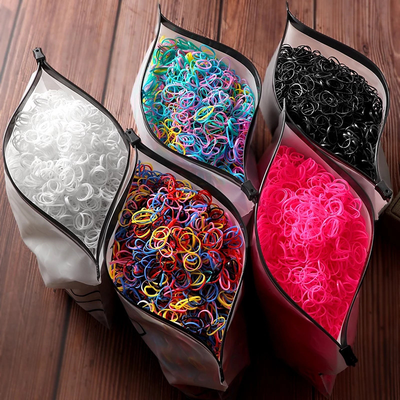Women Bags Under 1000 - 1000 ชิ้น/ถุงขนาดเล็กยางสีดําผู้ถือผมหมากฝรั่งสีขาวที่มีสีสันผมวงยืดหยุ่นสําหรับเด็กผู้หญิงอุปกรณ์เสริม