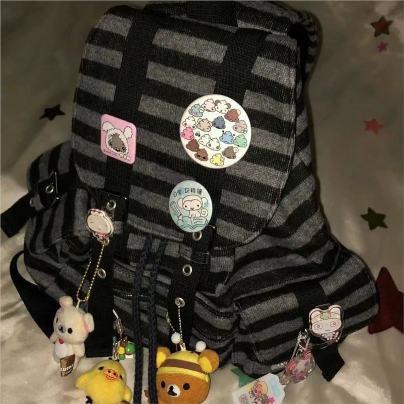Women'S Vegan Bags - ฮาราจูกุ วินเทจกระเป๋าเป้สะพายหลังผู้หญิงบล็อกสีที่ไม่ซ้ำกันลายความจุขนาดใหญ่โมชิลาส มูเยอร์ Y2K กระเป๋าแฟชั่นสุภาพสตรีกระเป๋าเป้สะพายหลัง