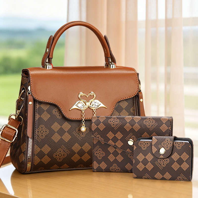 Women'S Crossbody Bags - ชุดกระเป๋าผู้หญิง 3 ชิ้น กระเป๋าสะพายข้างผู้หญิงลายพิมพ์หรูหราแบบเบาๆ ใช้ได้หลายแบบ รวมถึงสะพายไหล่เดียว