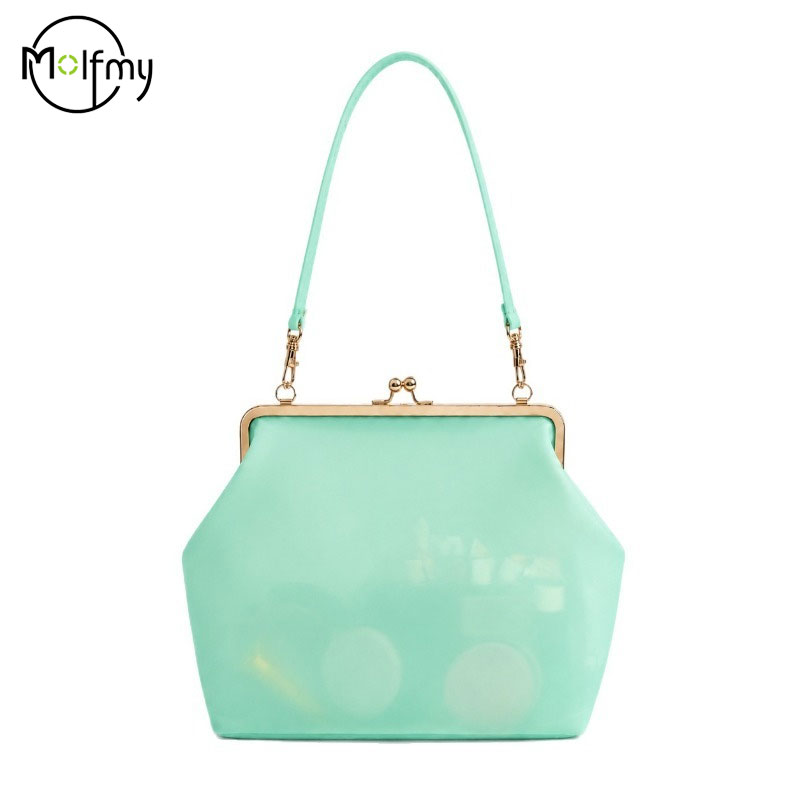Hobo Bag Slouchy - กระเป๋าใส PVC กันน้ำ สีลูกกวาด พร้อมตัวล็อค กระเป๋าสะพายไหล่ผู้หญิง
