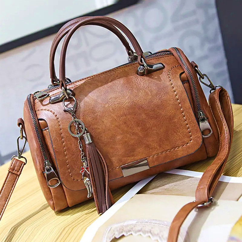 Women Bags Guess - กระเป๋าถือตกแต่งพู่ yogodlns กระเป๋าสะพายไหล่ความจุขนาดใหญ่ของผู้หญิงกระเป๋าสะพายข้างแบบมีซิปพร้อมสายถอดออกได้