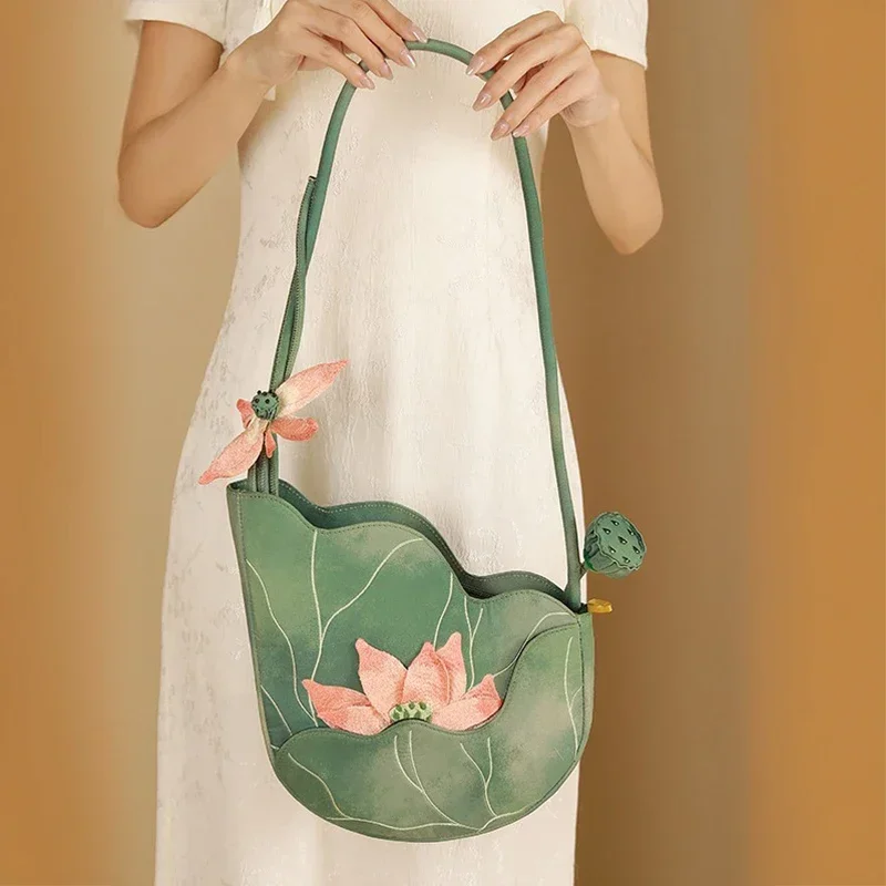 Elegant สไตล์จีน Lotus Leaf ดอ - Women'S Bags New Collection บทวิจารณ์และราคา