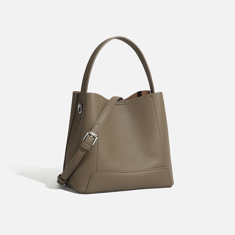 กระเป๋าหนังแท้สีเขียวมะกอกสำหร - Hobo Bag Slouchy บทวิจารณ์และราคา