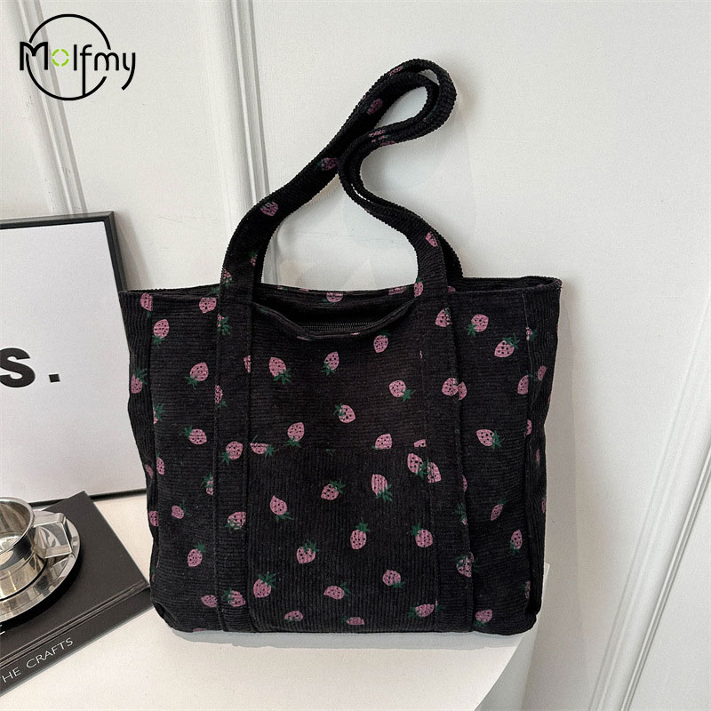 Corduroyกระเป๋าถือสตรอเบอร์รี่ - Women Bags Guess บทวิจารณ์และราคา