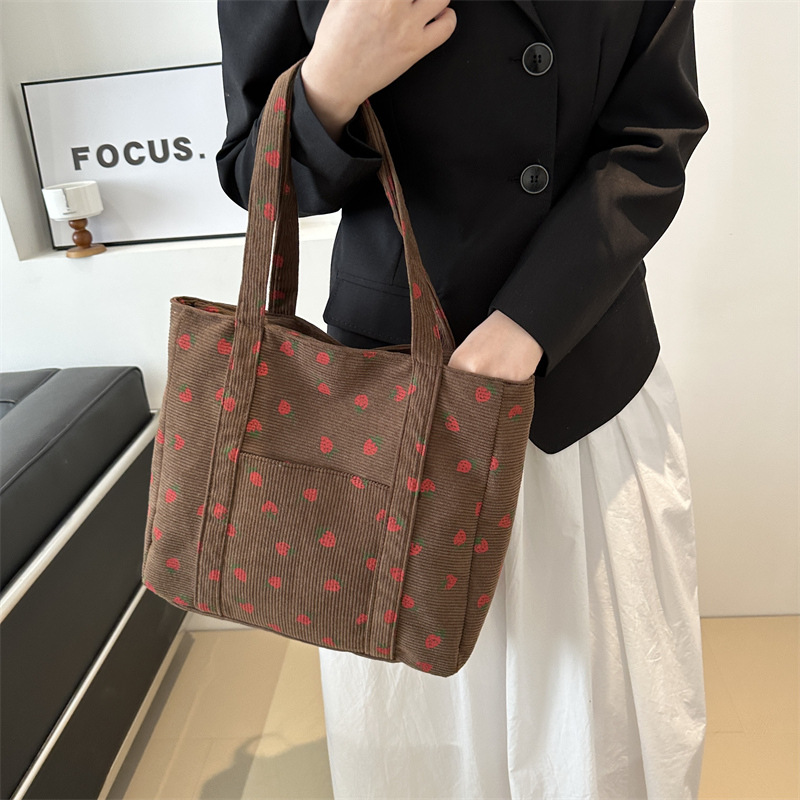 Corduroyกระเป๋าถือสตรอเบอร์รี่ - Women Bags Guess บทวิจารณ์และราคา