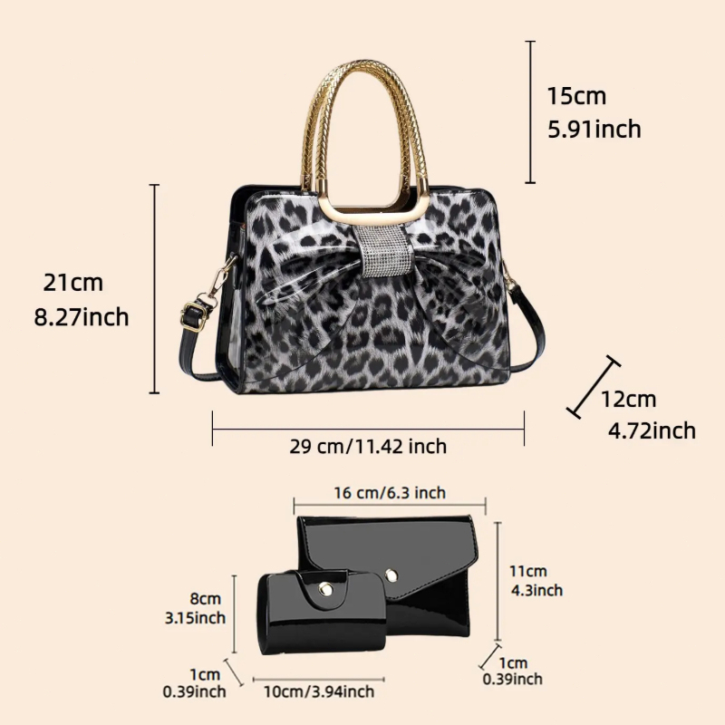 กระเป๋าผู้หญิงลายเสือดาวผูกโบว - Women'S Crossbody Bags บทวิจารณ์และราคา